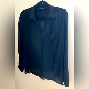 Sheer black dress shirt. Silence + Noise, M